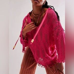 Free People NWT Sand Dollar Crochet Knit Hooded Tunic